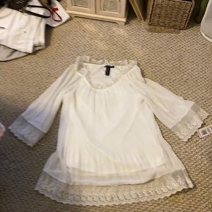 Style and Co. off white lace pleated blouse